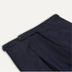 Drake's - Navy Wool Flannel Single Pleat Trouser - Size 46 (IT / EUR)
